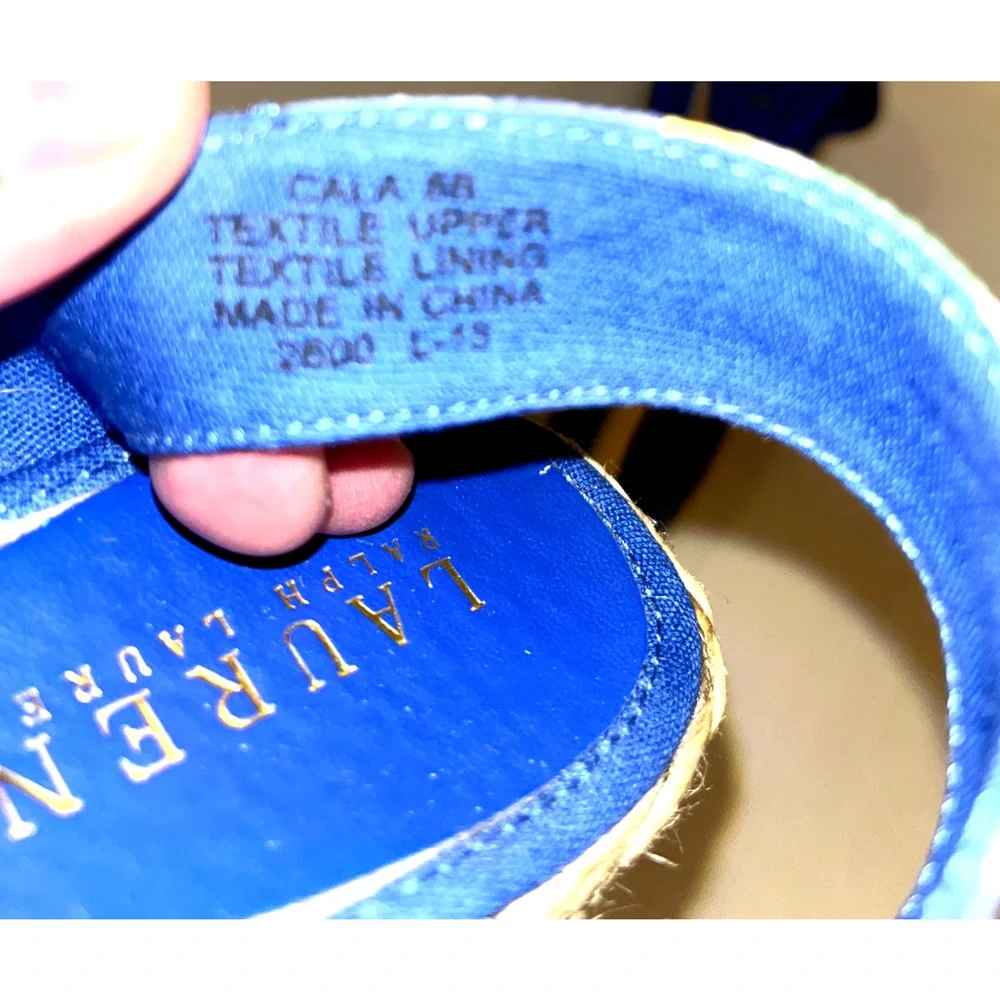Lauren Ralph Lauren Blue Multicolor Striped Espadrille Sandals